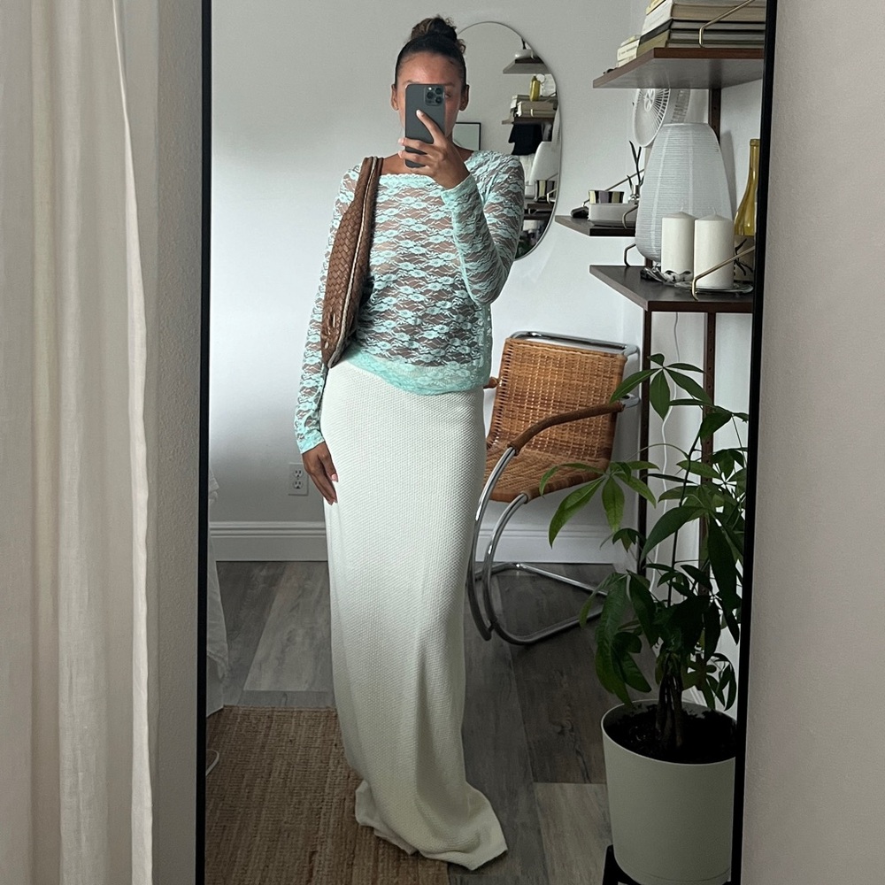 Mudd Mint green lace long sleeve top